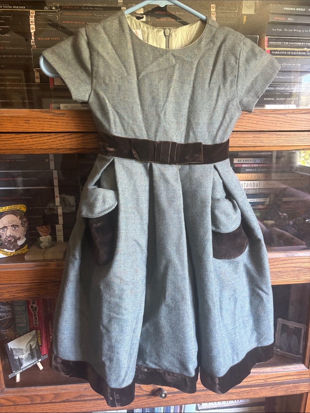 Heathered Wool Dress (Toddler size 4) with Brown Velvet Accents